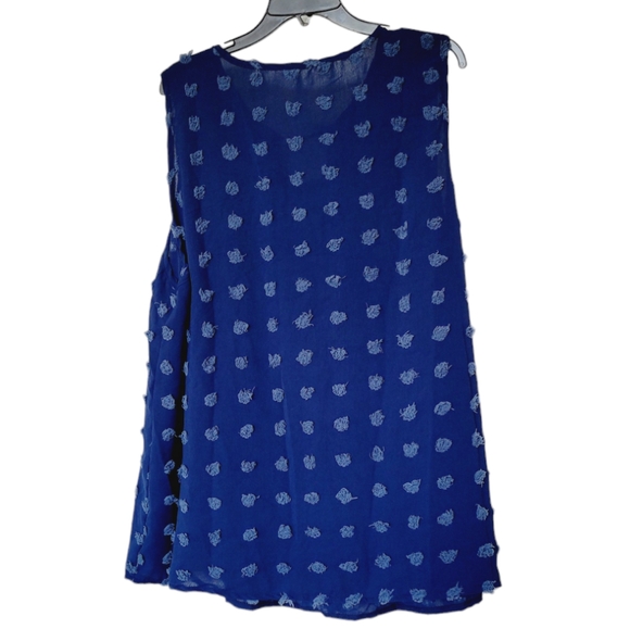 Navy Frayed Thread Sleeveless Blouse - Picture 2 of 7